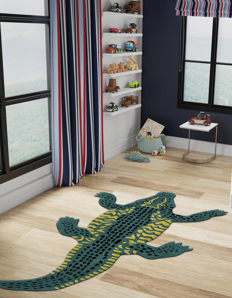 Whimsy Wonders Wool Collection Area Rug -  Bayou Runner Green  lifestyle 28