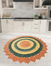 Woven Seaside Jute Collection Area Rug - Coastalhaven (Orange Green Yellow) Round Orange Green Yellow  lifestyle 11