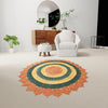 Woven Seaside Jute Collection Area Rug - Coastalhaven (Orange Green Yellow) Round Orange Green Yellow  lifestyle 33