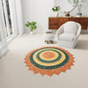 Woven Seaside Jute Collection Area Rug - Coastalhaven (Orange Green Yellow) Round Orange Green Yellow  lifestyle 34