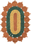 Woven Seaside Jute Collection Area Rug - Coastalhaven (Orange Green Yellow) Oval Orange Green Yellow  lifestyle 2