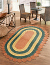 Woven Seaside Jute Collection Area Rug - Coastalhaven (Orange Green Yellow) Oval Orange Green Yellow  lifestyle 4