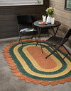 Woven Seaside Jute Collection Area Rug - Coastalhaven (Orange Green Yellow) Oval Orange Green Yellow  lifestyle 6