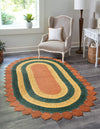 Woven Seaside Jute Collection Area Rug - Coastalhaven (Orange Green Yellow) Oval Orange Green Yellow  lifestyle 8