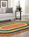 Woven Seaside Jute Collection Area Rug - Coastalhaven (Orange Green Yellow) Oval Orange Green Yellow  lifestyle 12