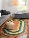 Woven Seaside Jute Collection Area Rug - Coastalhaven (Orange Green Yellow) Oval Orange Green Yellow  lifestyle 14