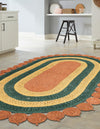 Woven Seaside Jute Collection Area Rug - Coastalhaven (Orange Green Yellow) Oval Orange Green Yellow  lifestyle 15