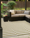 Patio Stripe Harmony Collection Area Rug - Cabana (Green) Square Green  lifestyle 0