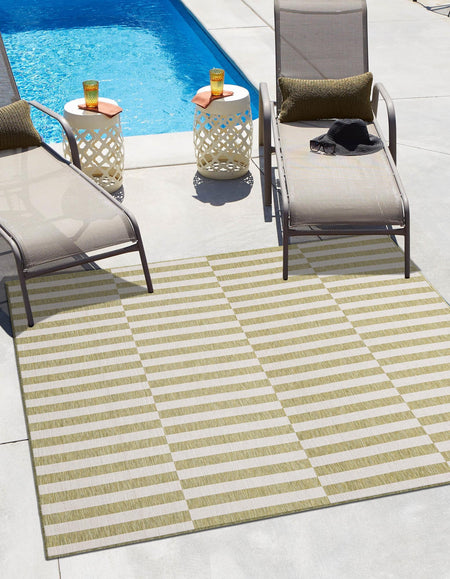 Seaside Stripes Collection Area Rug - Cabana (Green)