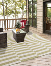 Patio Stripe Harmony Collection Area Rug - Cabana (Green) Square Green  lifestyle 9