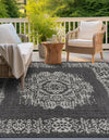 Patio Heritage Collection Area Rug - Savannah (Charcoal Gray) Square Charcoal Gray  lifestyle 28