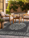 Patio Heritage Collection Area Rug - Savannah (Charcoal Gray) Square Charcoal Gray  lifestyle 31