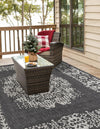 Patio Heritage Collection Area Rug - Savannah (Charcoal Gray) Square Charcoal Gray  lifestyle 33