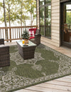 Patio Heritage Collection Area Rug -  Charleston (Green) Square Green  lifestyle 26