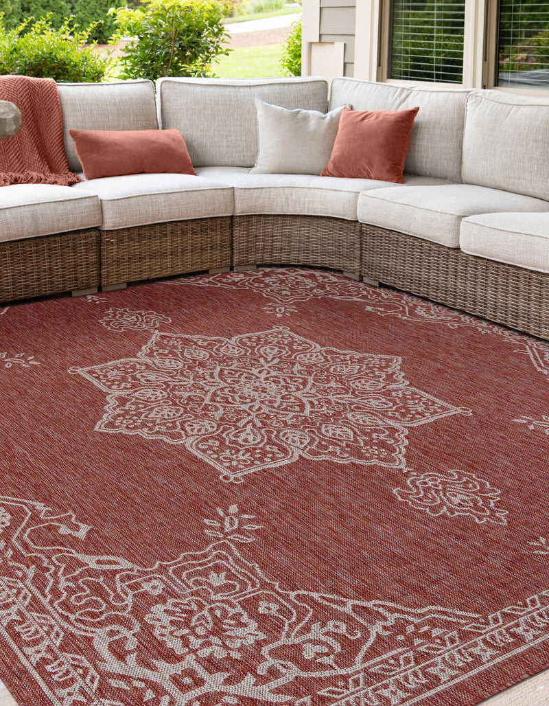 Patio Heritage Collection Area Rug -  Charleston (Rust Red) Square Rust Red  lifestyle 21