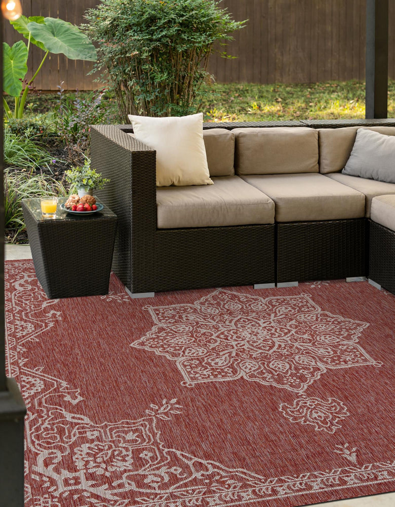 Patio Heritage Collection Area Rug -  Charleston (Rust Red) Square Rust Red  lifestyle 22