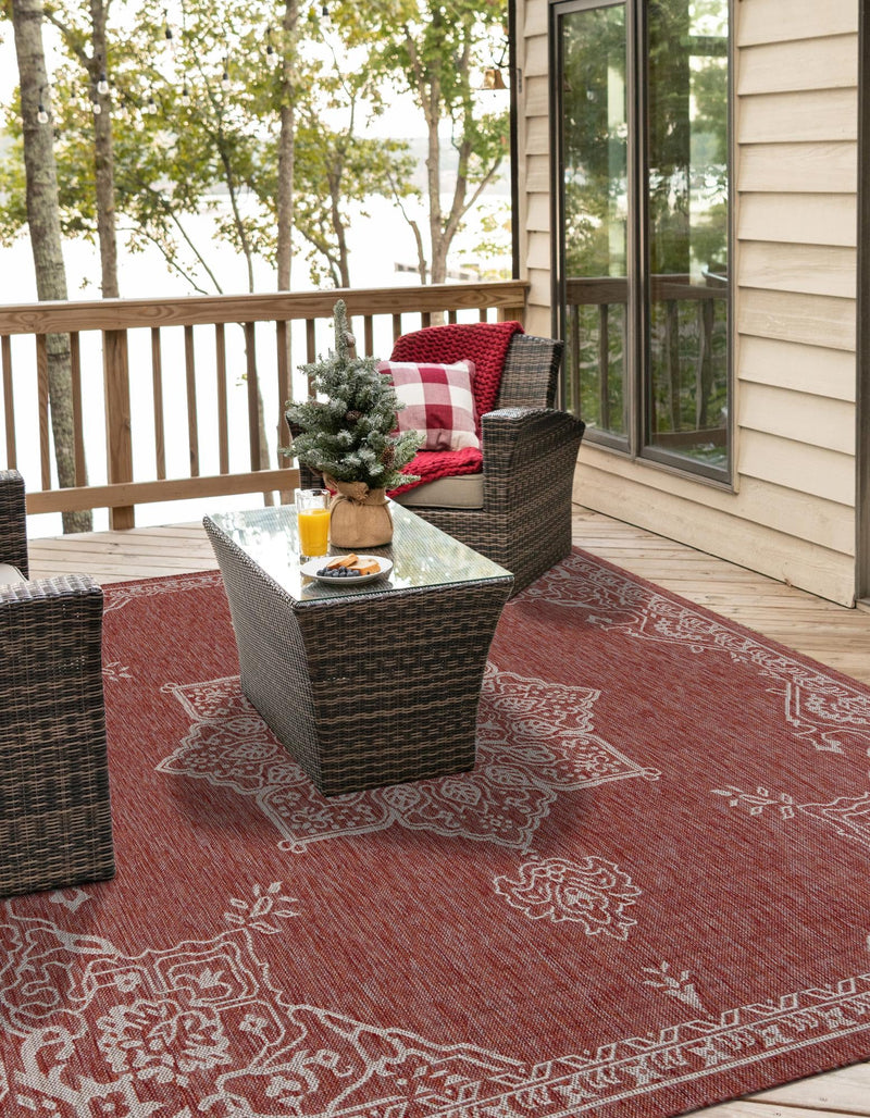 Patio Heritage Collection Area Rug -  Charleston (Rust Red) Square Rust Red  lifestyle 30