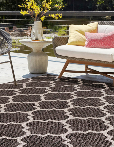 Seaside Lattice Collection Area Rug - Arbor (Black)