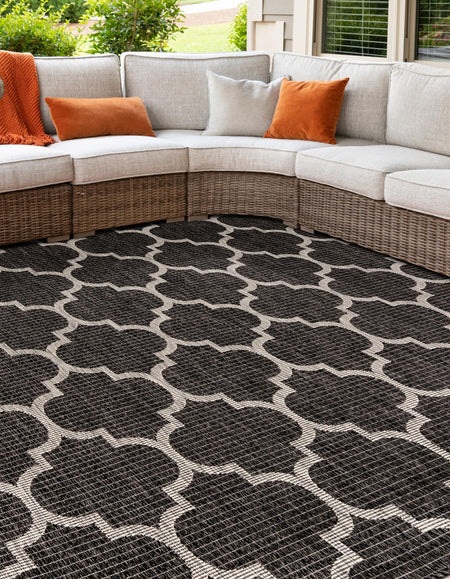 Seaside Lattice Collection Area Rug - Arbor (Black)