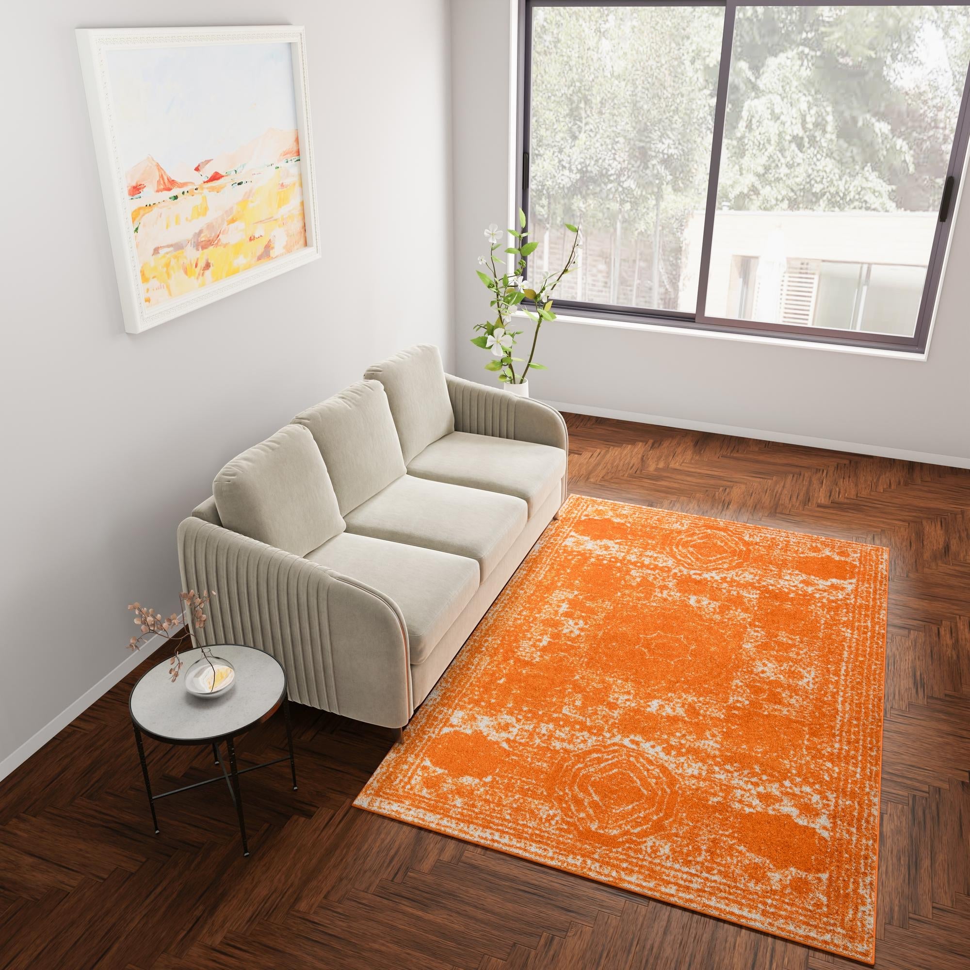 Dover Terrace Collection Area Rug -  Lagoon (Orange)