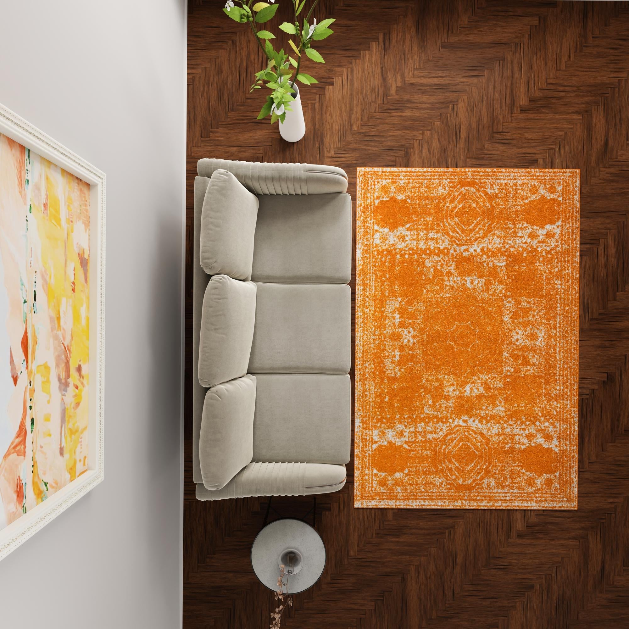 Dover Terrace Collection Area Rug -  Lagoon (Orange)