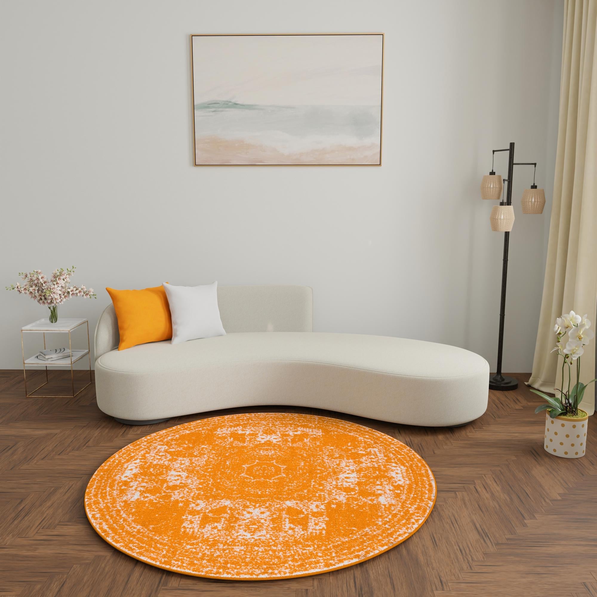 Dover Terrace Collection Area Rug -  Lagoon (Orange)