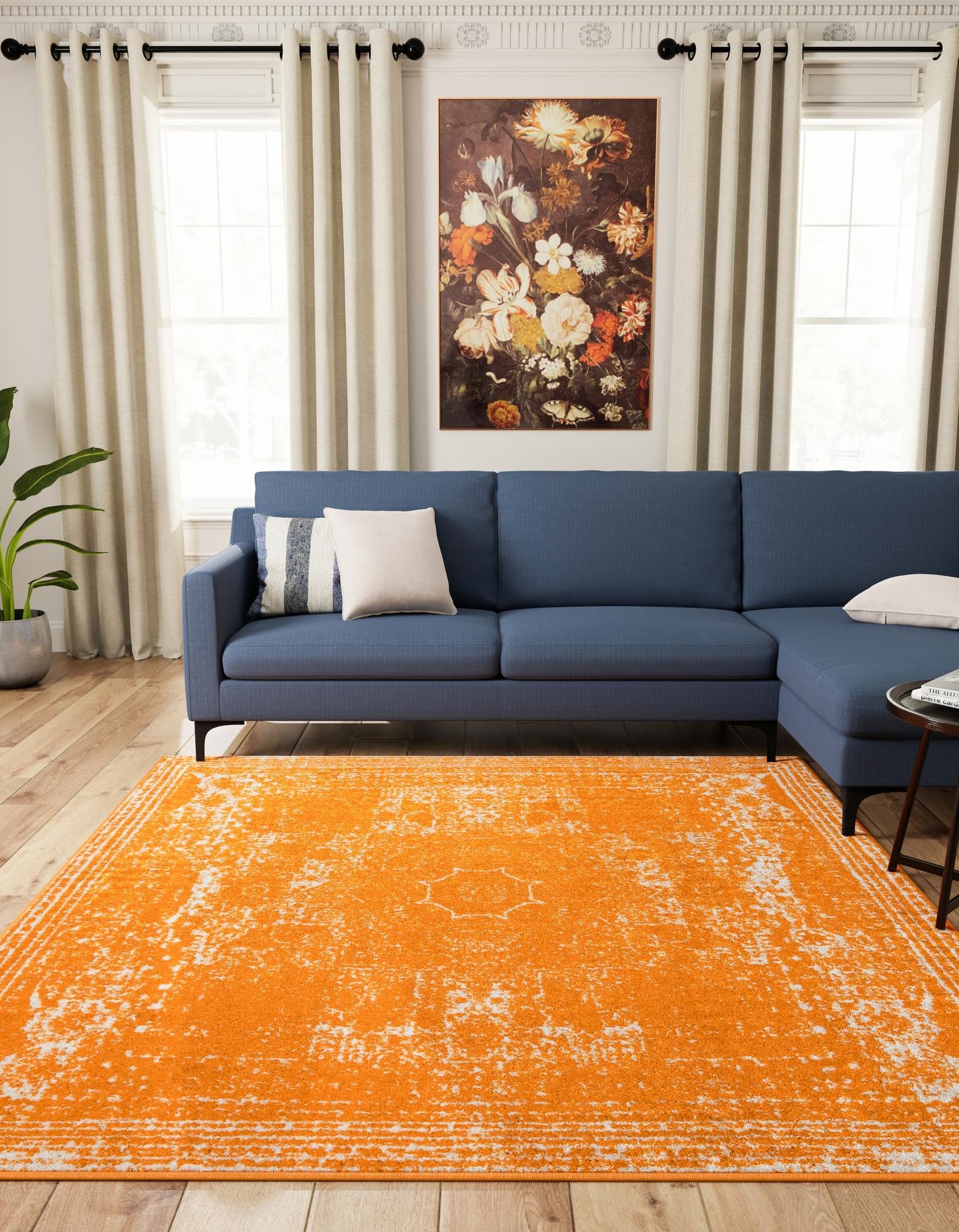 Dover Terrace Collection Area Rug -  Lagoon (Orange)