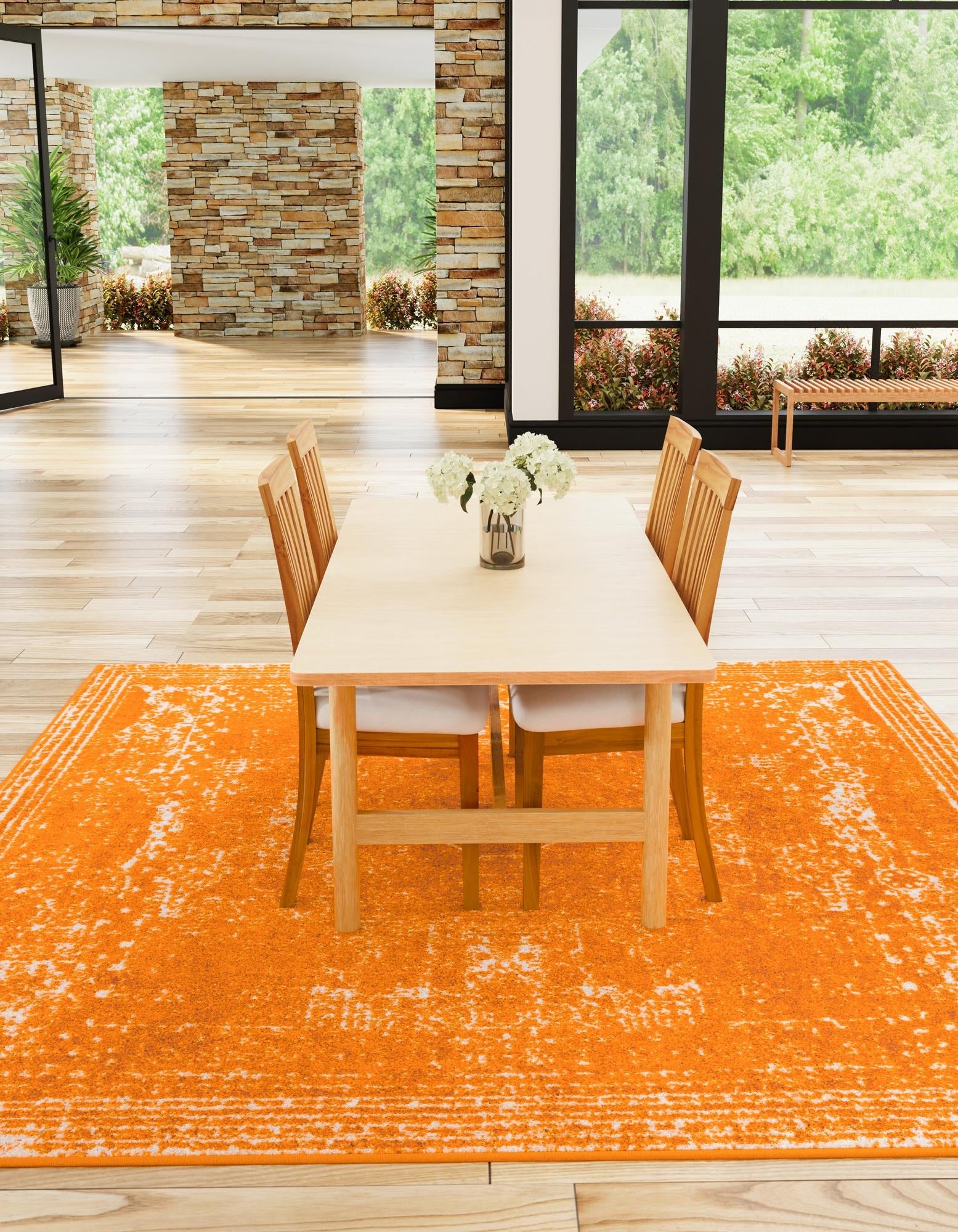 Dover Terrace Collection Area Rug -  Lagoon (Orange)