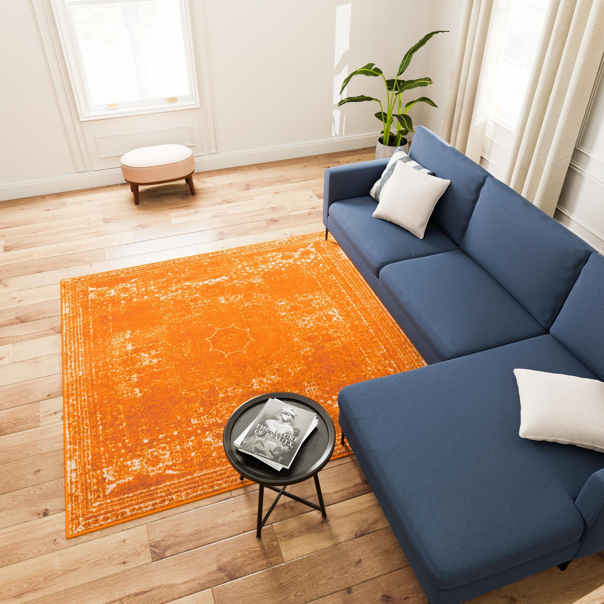 Dover Terrace Collection Area Rug -  Lagoon (Orange)