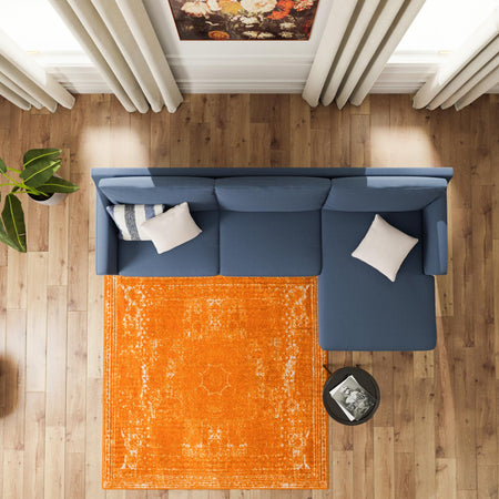 Dover Terrace Collection Area Rug -  Lagoon (Orange)