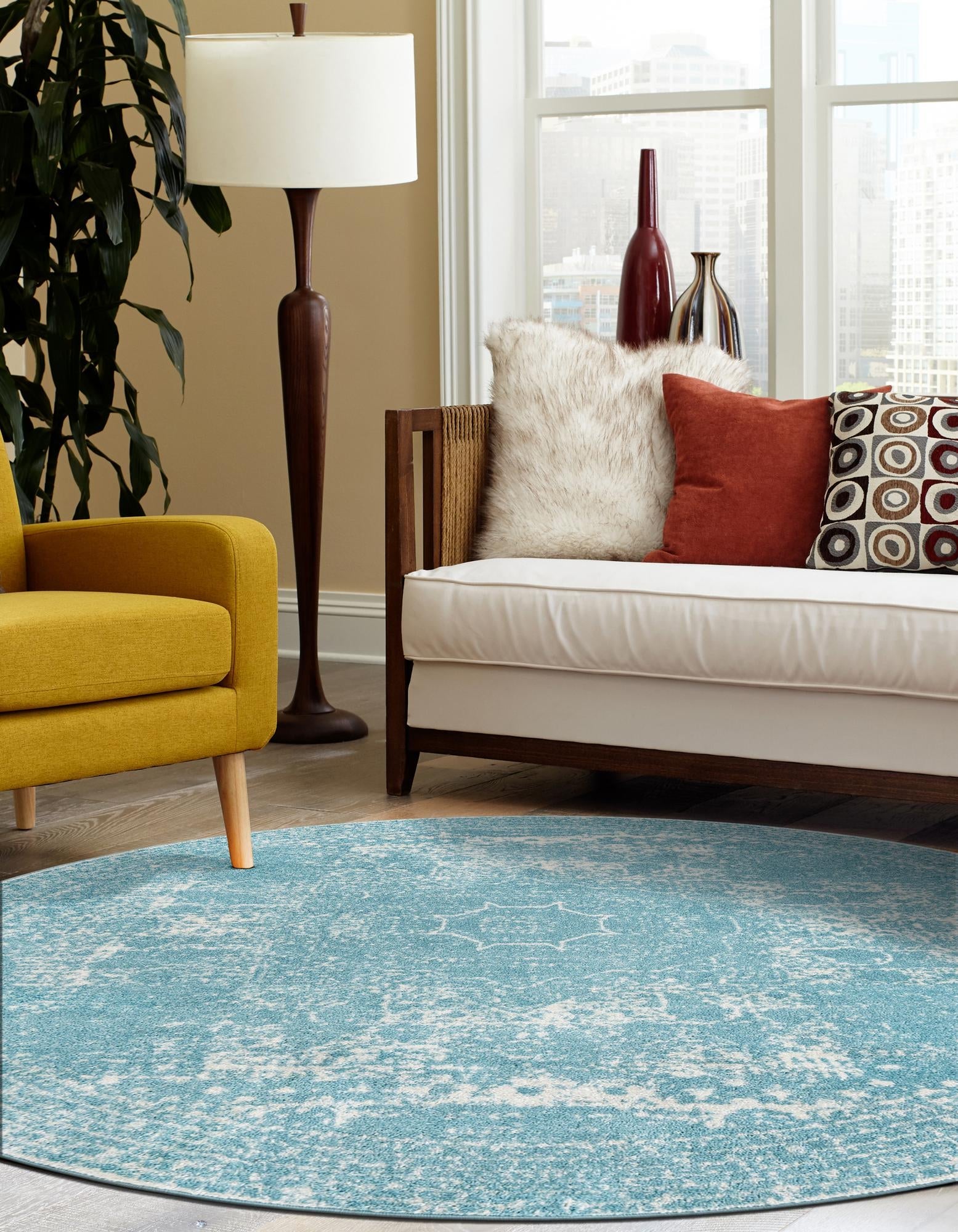 Dover Terrace Collection Area Rug -  Lagoon (Aqua)