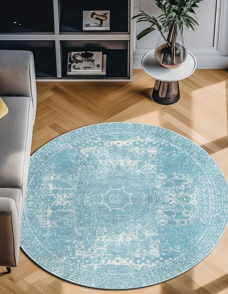 Dover Terrace Collection Area Rug -  Lagoon (Aqua)