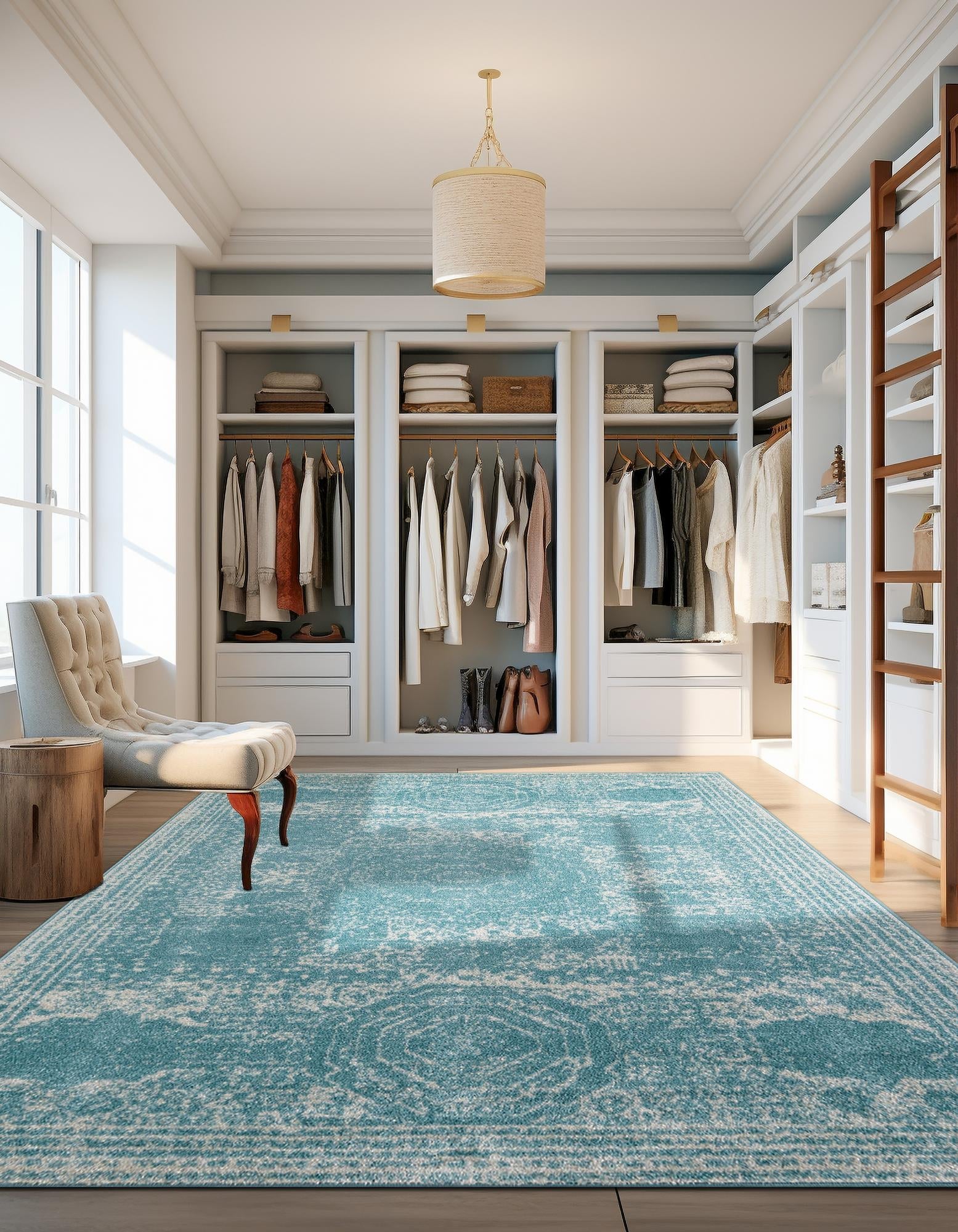 Dover Terrace Collection Area Rug -  Lagoon (Aqua)