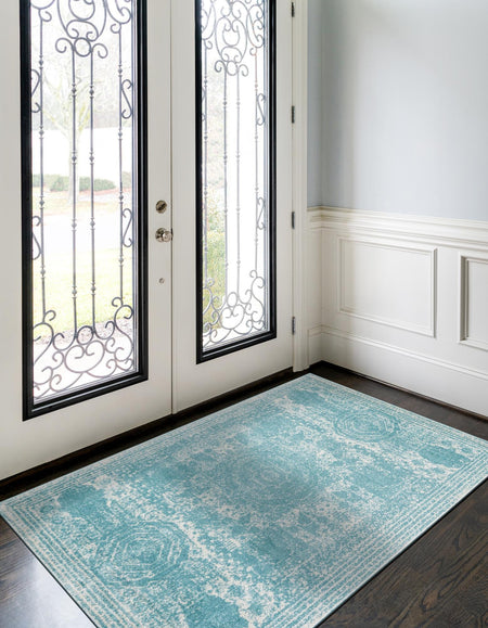 Dover Terrace Collection Area Rug -  Lagoon (Aqua)