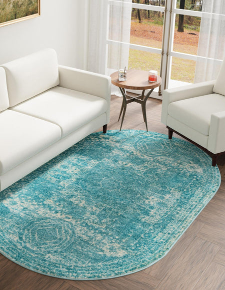 Dover Terrace Collection Area Rug -  Lagoon (Aqua)