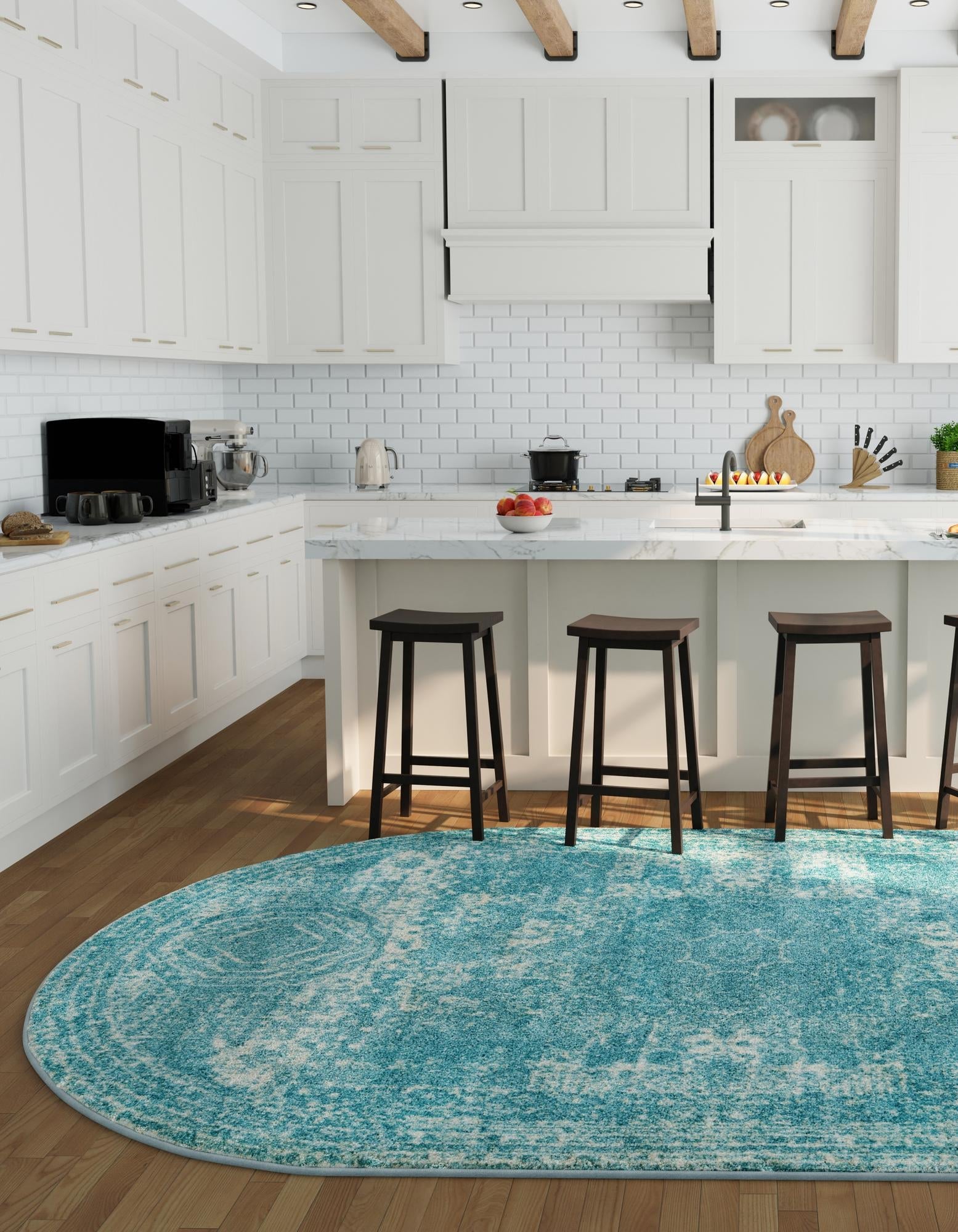 Dover Terrace Collection Area Rug -  Lagoon (Aqua)