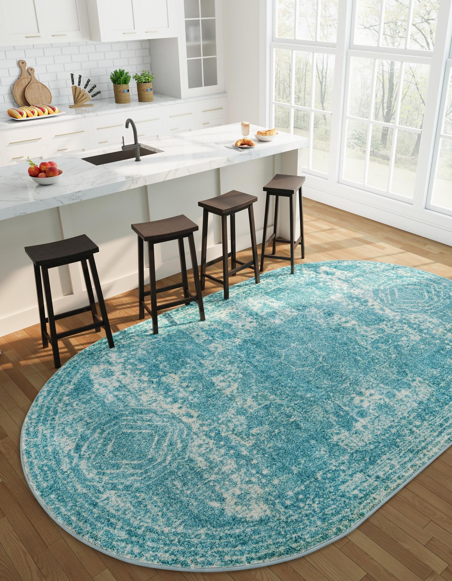 Dover Terrace Collection Area Rug -  Lagoon (Aqua)