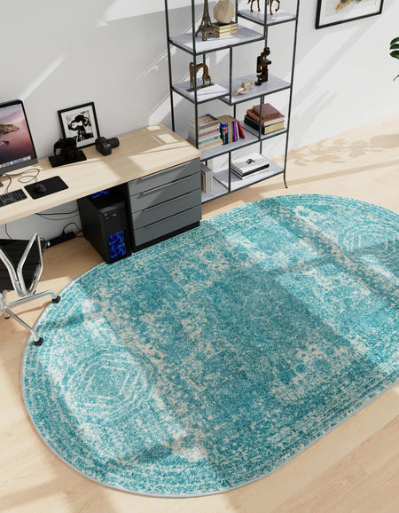 Dover Terrace Collection Area Rug -  Lagoon (Aqua)