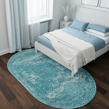 Dover Terrace Collection Area Rug -  Lagoon (Aqua)