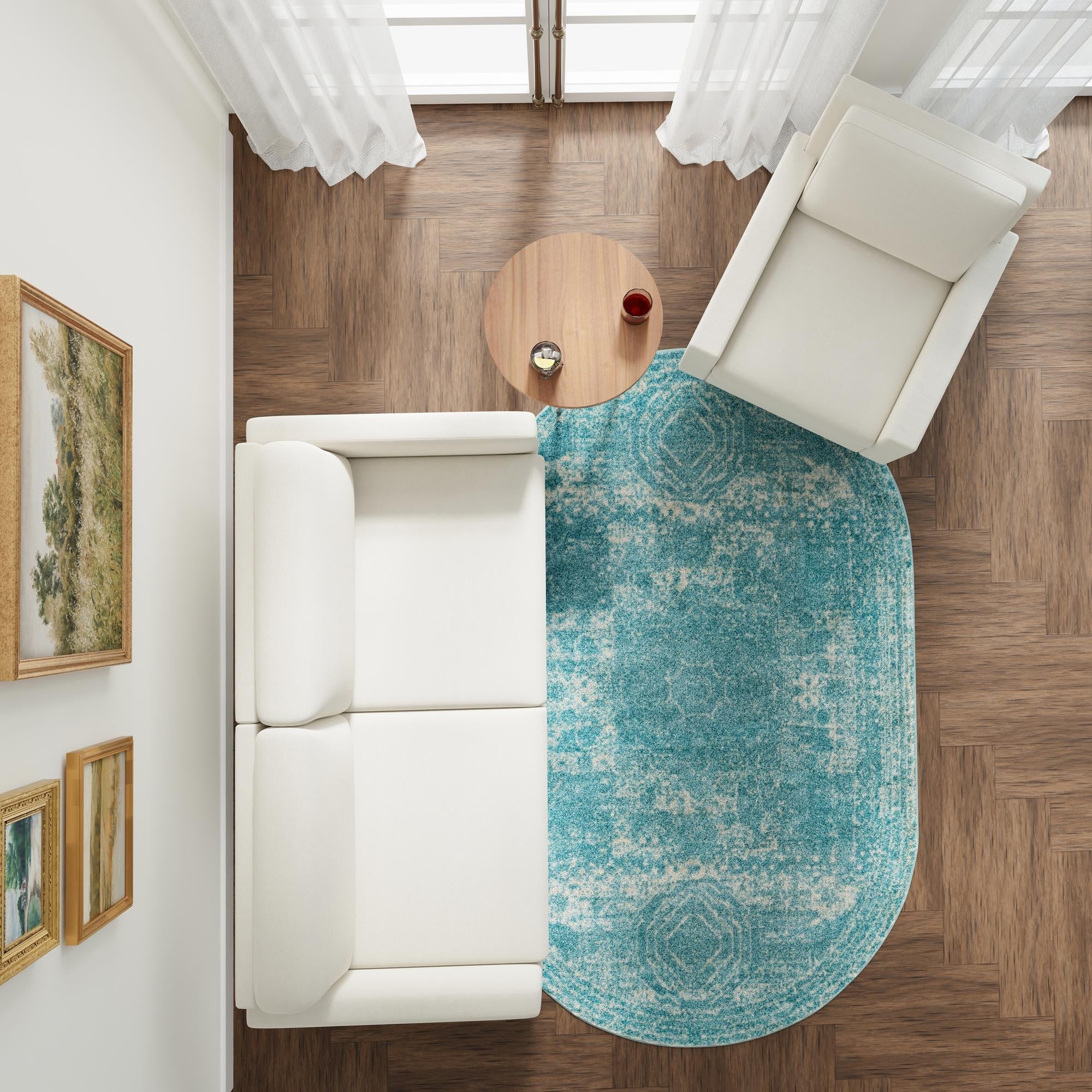 Dover Terrace Collection Area Rug -  Lagoon (Aqua)