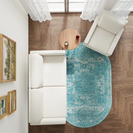 Dover Terrace Collection Area Rug -  Lagoon (Aqua)