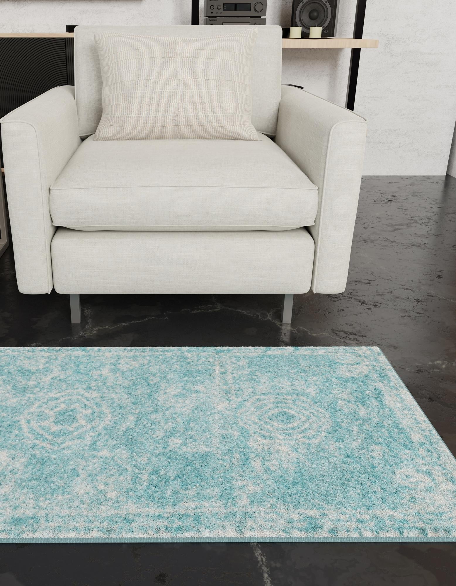 Dover Terrace Collection Area Rug -  Lagoon (Aqua)