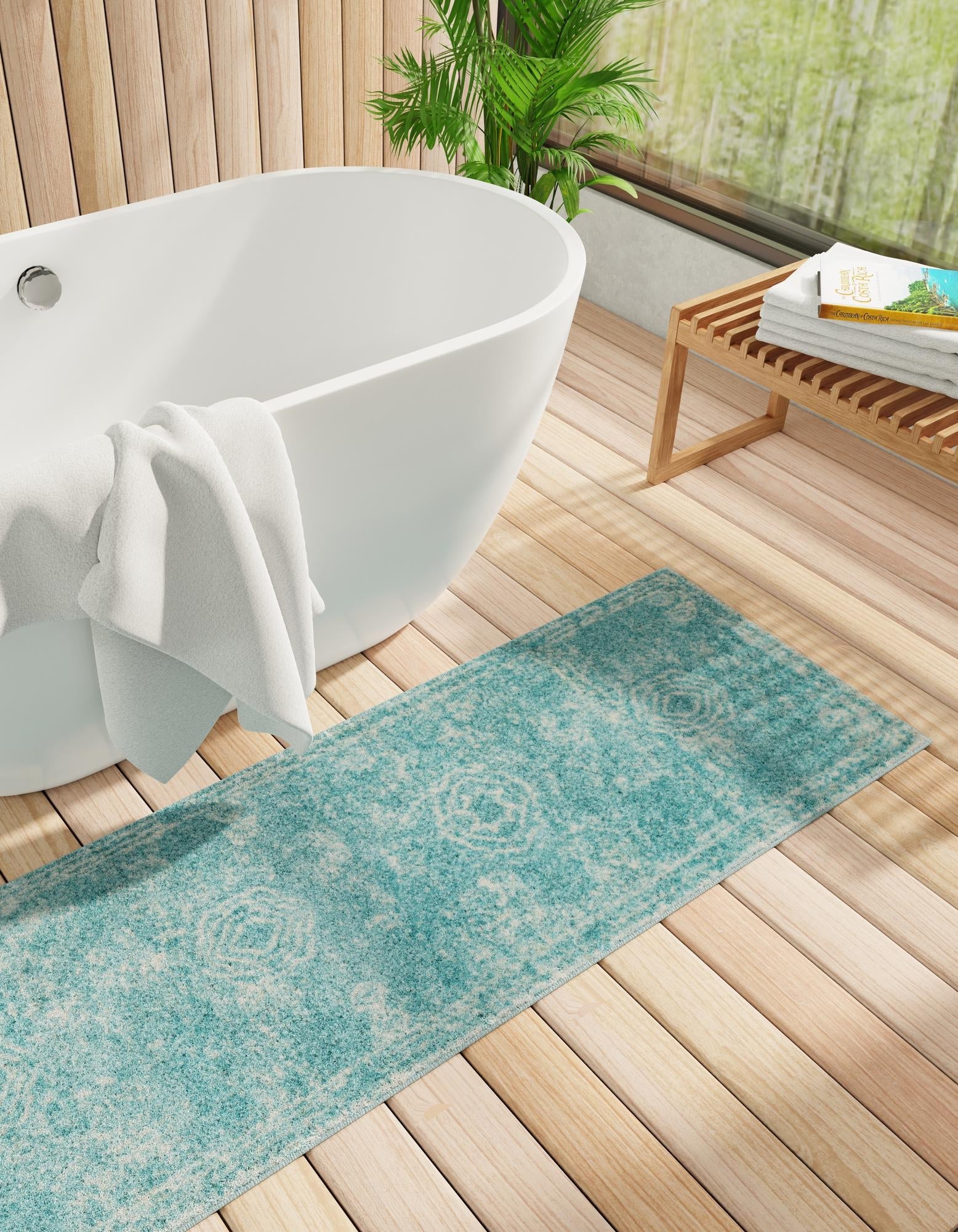 Dover Terrace Collection Area Rug -  Lagoon (Aqua)