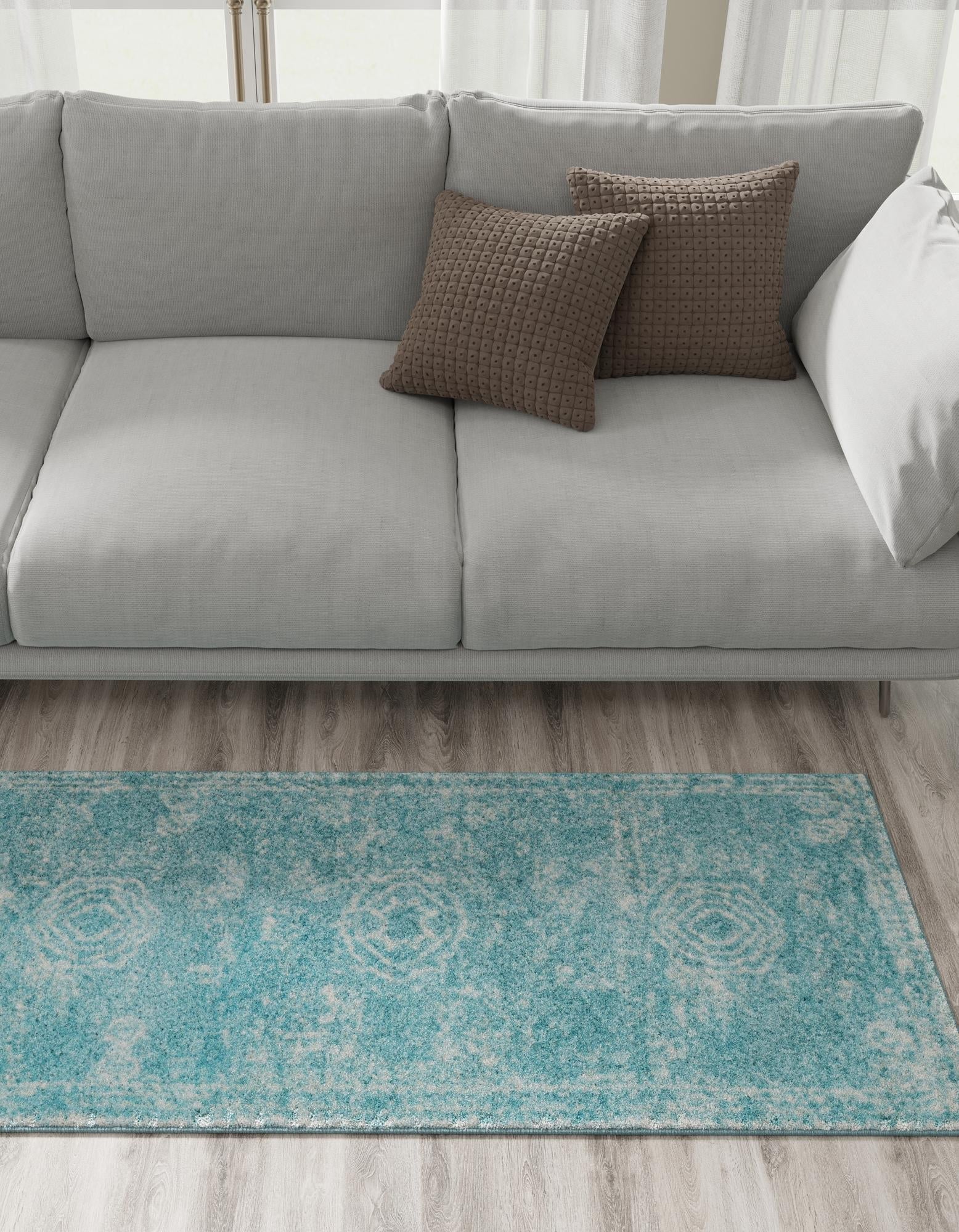 Dover Terrace Collection Area Rug -  Lagoon (Aqua)