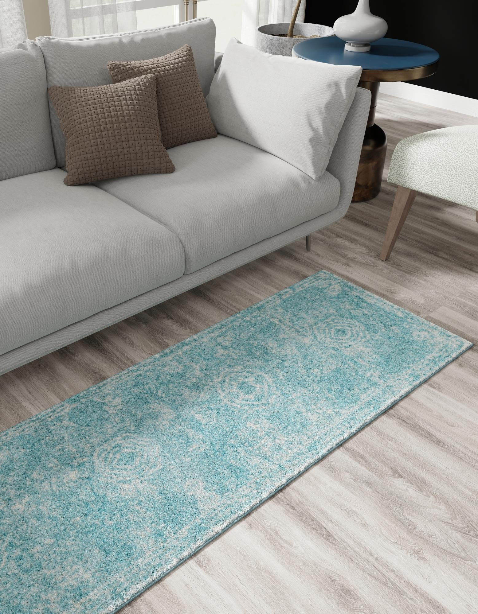 Dover Terrace Collection Area Rug -  Lagoon (Aqua)