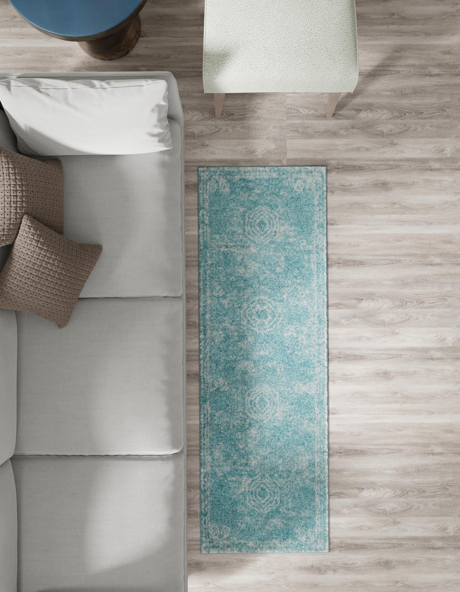 Dover Terrace Collection Area Rug -  Lagoon (Aqua)