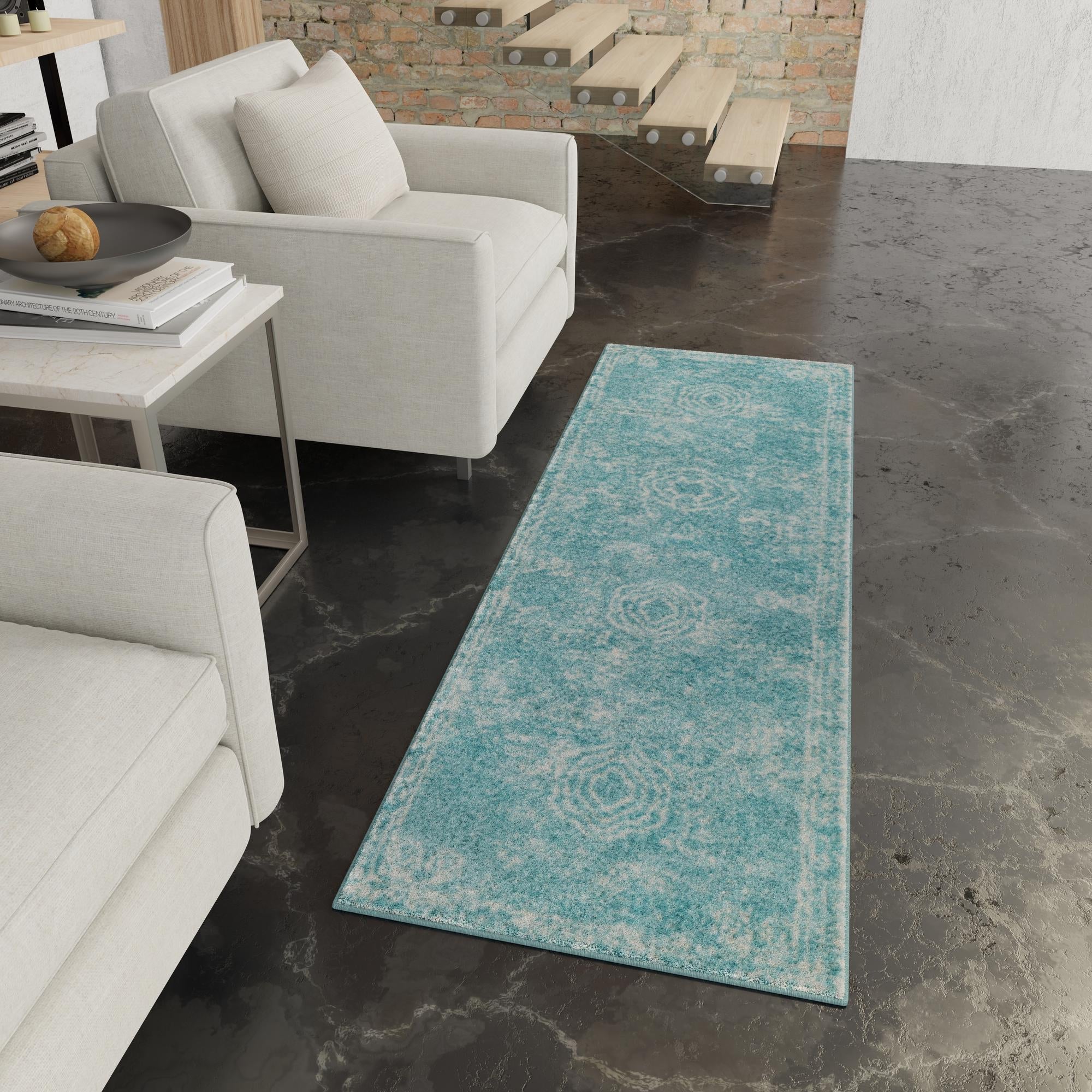 Dover Terrace Collection Area Rug -  Lagoon (Aqua)