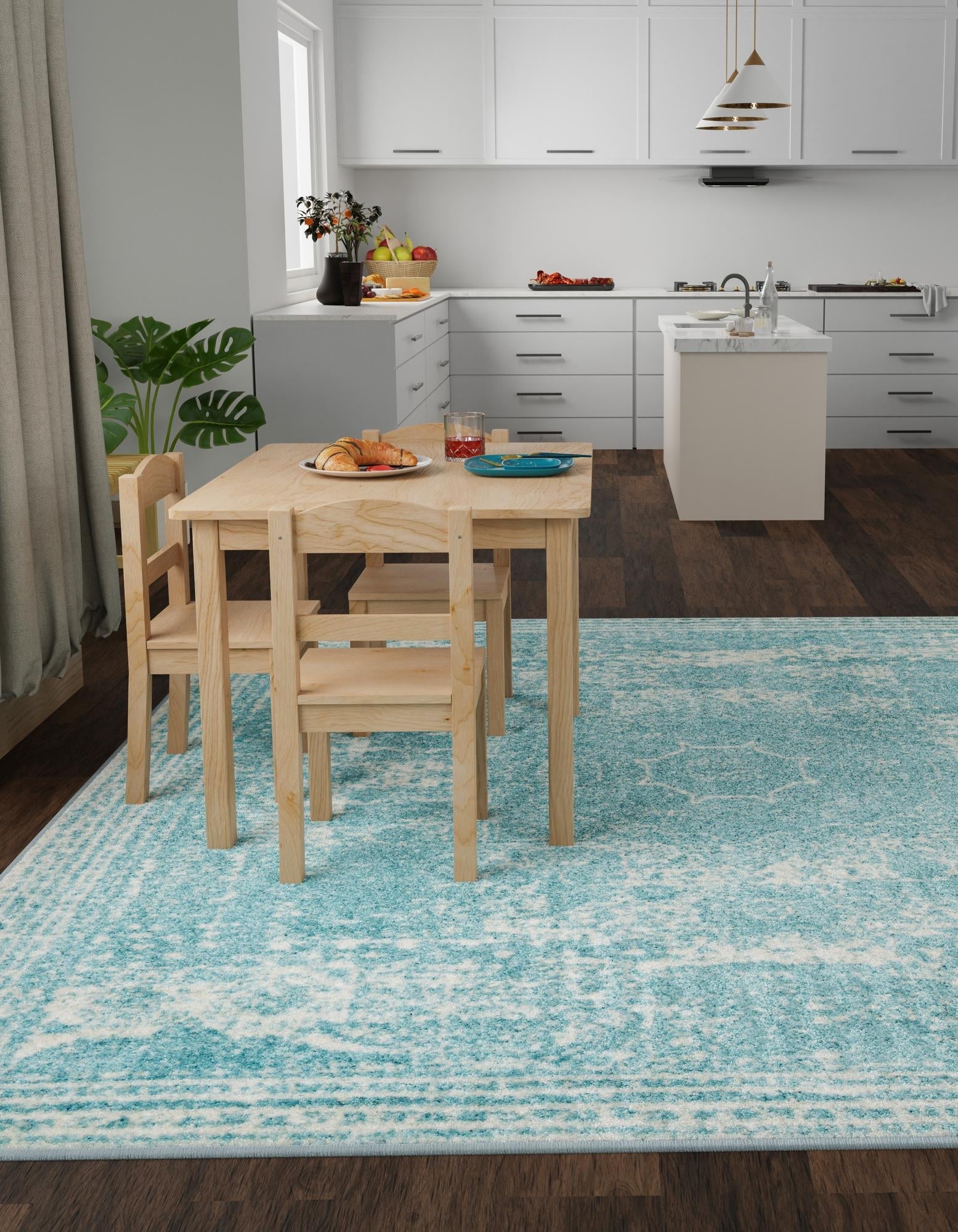 Dover Terrace Collection Area Rug -  Lagoon (Aqua)