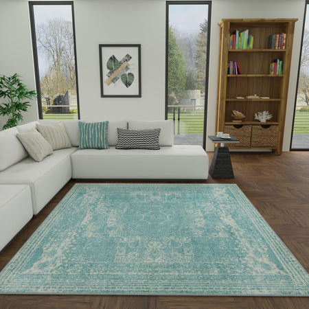 Dover Terrace Collection Area Rug -  Lagoon (Aqua)