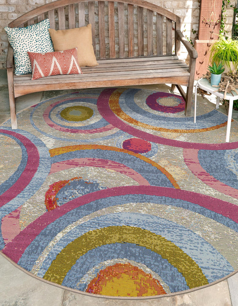 Urban Terrace Collection Area Rug -  Plaza Round Multi  lifestyle 25